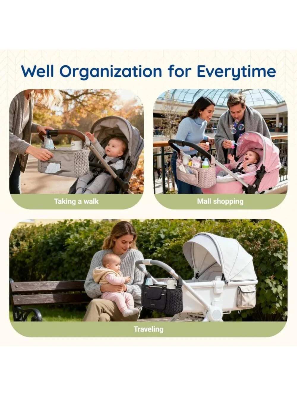Universal Stroller Organizer with Insulated Cup Holders & Detachable Phone Bag